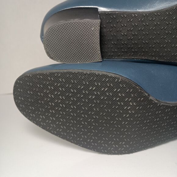 SAS Regina Made in Italy Leather Low Heel Pumps Blue 8W Wide Comfort Work Shoe - Picture 14 of 16